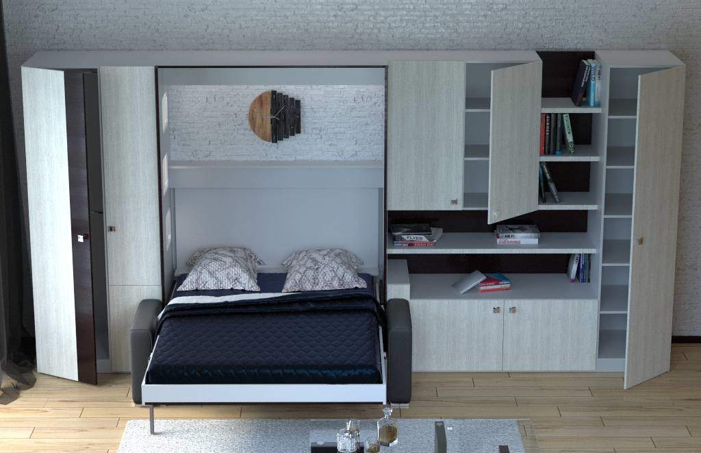 Комплект с 2-спальной подъёмной кроватю и диваном «Лофт» недорого